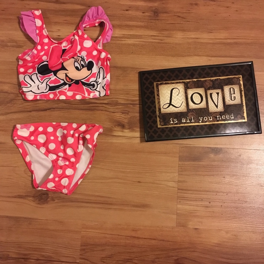 Minnie Mouse 3T two-piece swim suit pink
